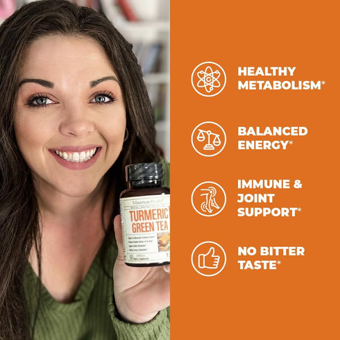 Green Tea Extract Capsules - Green Tea Supplement with Organic Turmeric Curcumin, Black Pepper & Vitamin C for Joint