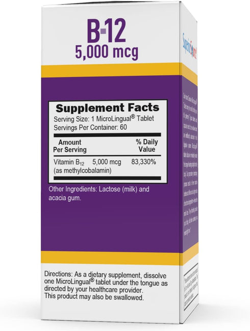 Superior Source No Shot Vitamin B12 Methylcobalamin 5000 mcg, 60 Quick Dissolve Tablets