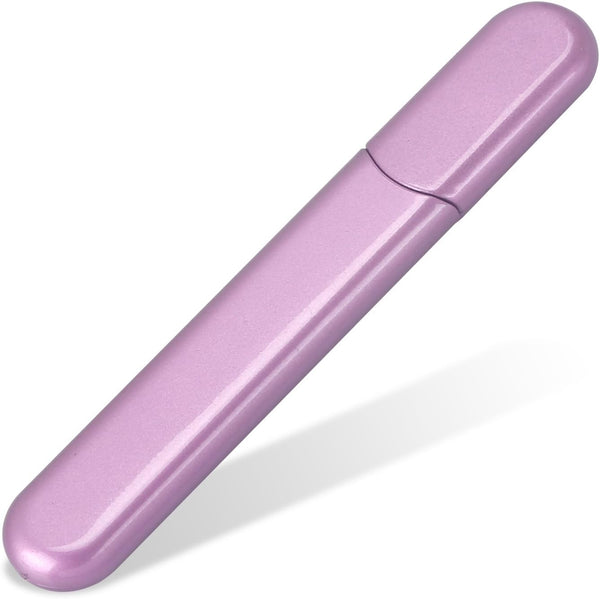 Premium Light Purple Glass Nail File with Case, Crystal Diamond Salon Best Beauty Buffer for Natural and Acrylic Nails