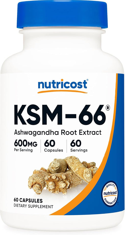 Nutricost KSM-66 Ashwagandha Root Extract 600mg, 60 Veggie Caps - 5% Withanolides