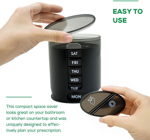 Weekly Pill Organizer (Twice-A-Day), Portable 7 Day Pill Box Case with AM/PM Compartments for Supplements