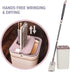 Micro Flat Mop & Bucket System, Hands-Free Wringing, 3 Washable Microfiber Pads for Floor Cleaning