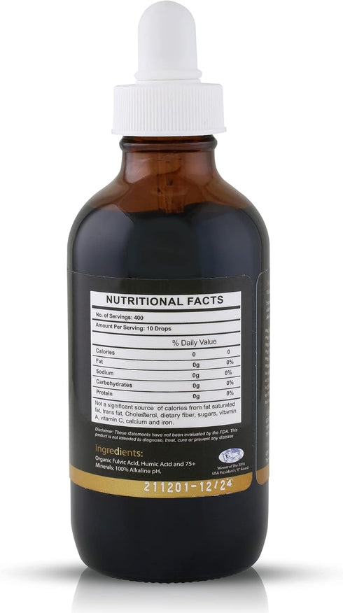 Trace Mineral Drops (400 Servings)(Flavorless) – 74 Minerals from Humic & Fulvic Acid, Plant-Based Supplement