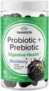 Swanson Probiotic + Prebiotic Gummies, Digestive Support Supplement for Immune Health, Blackberry Flavor, 60 Gummies