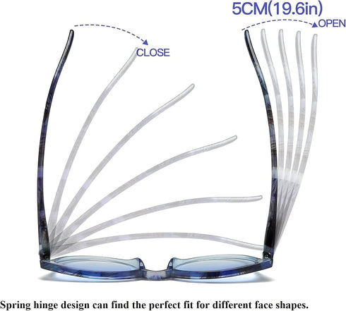 100 CLASSIC 4-Pack Trendy Colored Lens Cateye Reading Glasses for Women - Spring Hinges Fashion Eyeglasses (1.25x)