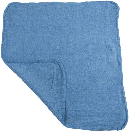 Linteum Textile Shop Towels: 50 Pack of 12"x14" Blue 100% Cotton Cleaning Rags for Home and Garage