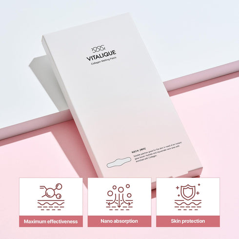 Vitalique Collagen Melting Patch (Neck) 4EA, Korean Patch for Glowing Skin, Moisturizing and Hydrating for Dry Skin, Fine Lines Care, Korean Skincare