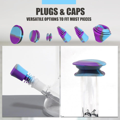 Sjxsimwoo Glass Cleaning Kit, Reusable Silicone Kit, Includes Soaking Bag, Brush, Pad, Lid, Stopper, Funnel