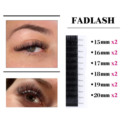 Lash Extension Supplies, D Curl 15-20mm Mixed Tray Silk Classic Individual Eyelash Extensions (0.20-D)