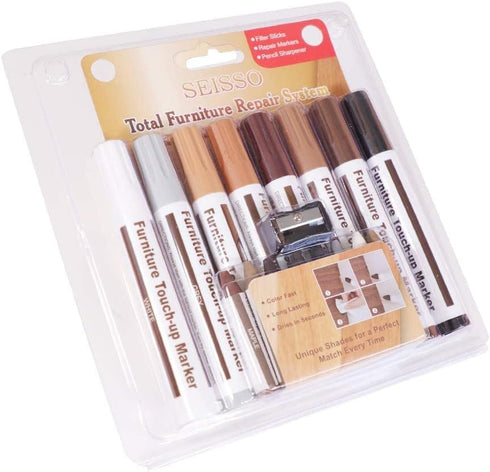 Set 17 DEWEL Furniture Markers Touch Up, Upgrade Wooden Furniture Repair Kit, Premium Wood Scratch Repair Markers
