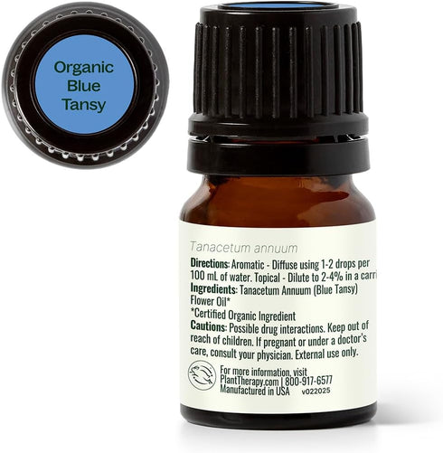 Plant Therapy Organic Blue Tansy Essential Oil 100% Pure, Undiluted, Natural Aromatherapy, Therapeutic Grade 2.5 mL