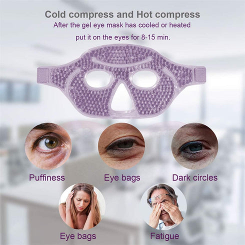 Cooling Gel Facial Mask - 2 PCS Reusable Gel Bead Face Pad & Cold Compress for Puffy & Dry Eyes, Pink and Purple