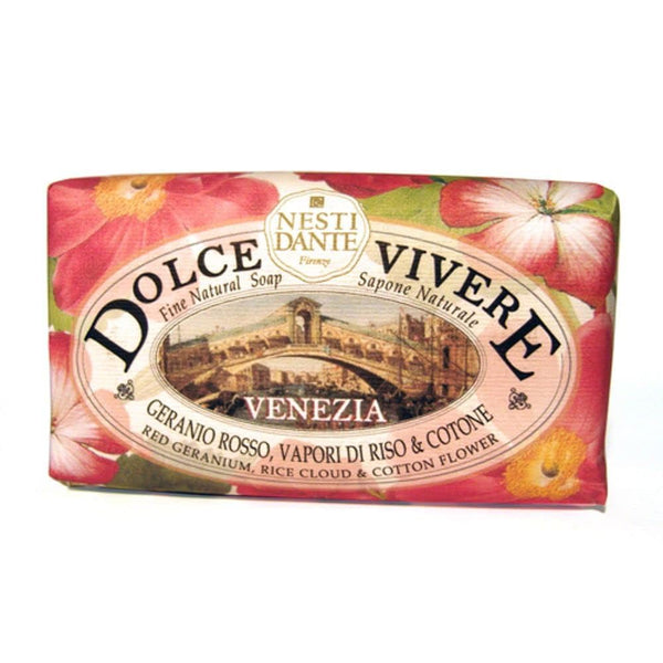 Nesti Dante Dolce Vivere Fine Natural Soap 250g/8.8oz - Venezia - Red Geranium, Rice Cloud & Cotton Flower