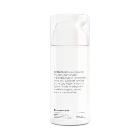 Superoxide Dismutase (SOD) Anti-Aging Cream - Face Moisturizer for Fine Lines & Wrinkles, 3.4 oz
