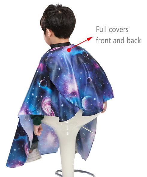 PERFEHAIR Kids Haircut Barber Cape Cover - Hair Cutting, Styling, and Shampoo with Space Starry Sky Printing