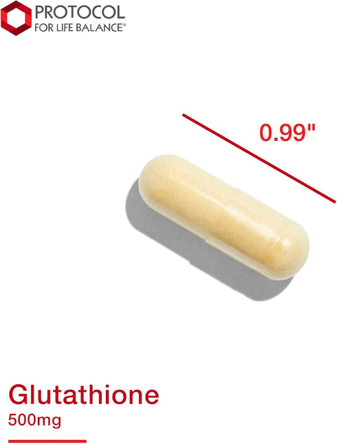 Protocol Glutathione 500mg Immune Support with Milk Thistle Extract & Alpha Lipoic Acid, 60 Veg Caps