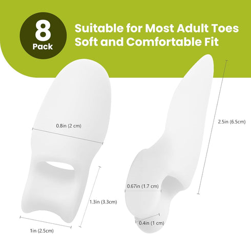 Bukihome Bunion Cushion Protector, 8 Packs Bunion Corrector Pads for Big Toe, Gel Shield for Foot Pain Relief (White)