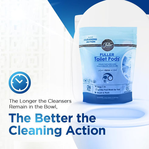 Fuller Brush Toilet Bowl Cleaner Pods - Water Soluble Tablet Cleansers for Toilets, Removes Odors & Stains, Light Fresh