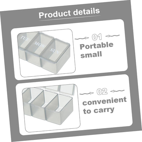 Weekly Organizer Removable Pill Case Compartments for Vitamins and Daily Medications Portable and Easy to Clean