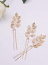 Vintage Gold Leaf Bride Hair Accessories - Hair Pins Clip Bobby Pins, Customised Wedding Pack of 3