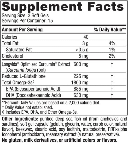 Nordic Naturals Recovery Plus, Unflavored - 45 Soft Gels, 1800 mg Omega-3 Fish Oil & 600 mg Longvida Curcumin - 15