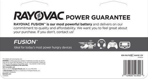 Rayovac Fusion AAA Alkaline Batteries, 16 Pack