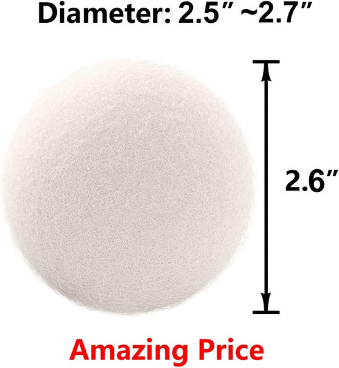 otylzto 6-Pack, Wool Dryer Balls Drying Balls for Laundry,Reusable As Natural Fabric Softener, Reduce Clothing