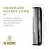 Kent FOT Black Graphite Fine Tooth Comb for Men, Handmade Pocket Comb for Travel, Styling, and Grooming