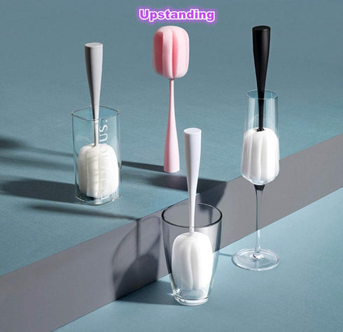 Long Handle Cup Bottle Cleaning Brush - Sponge Pot Cleaner Scourer Washer (2pcs)
