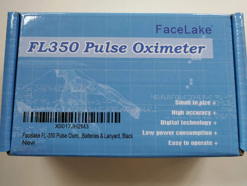 FL-350 Pulse Oximeter with Carrying Case, Batteries & Lanyard, Black