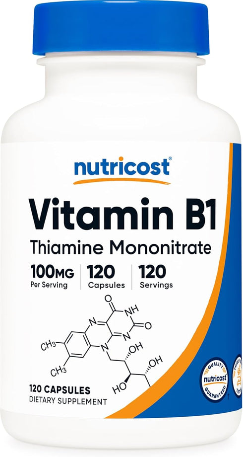 Nutricost Vitamin B1 (Thiamine) 100mg, 120 Capsules | Gluten Free and Non-GMO