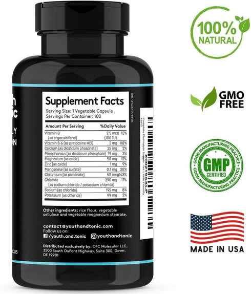 Complete Electrolyte Supplement with High Bioavailability and Cmax Chloride Potassium Magnesium for Endurance Muscle