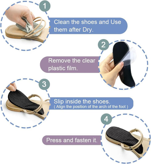Dr.Foot Arch Support Shoe Inserts for Plantar Fasciitis Relief – Self-Adhesive Arch Pads, Heel Cushion for Men and Women