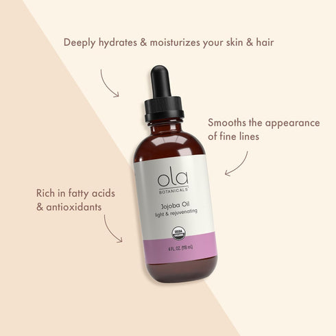 Ola Botanicals Organic Jojoba Oil - 4 Fl. Oz., Light & Rejuvenating, USDA Organic