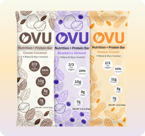 Pack, 9 OVU Bar Fertility, Pregnancy & Postpartum Nutrition Support for Women, Myo-Inositol, Folic Acid, Maca, High