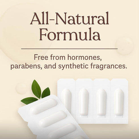 Vaginal Moisturizer Suppositories | Hydration Formula with Hyaluronic Acid, Squalene, Vitamin E, Cocoa Butter & Coconut