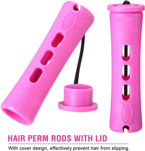 WILLBOND 60 Pcs Short Perm Rods Natural Hair Perming Kit with Elastic Rubber Band, Mixed Color (Multi-size)