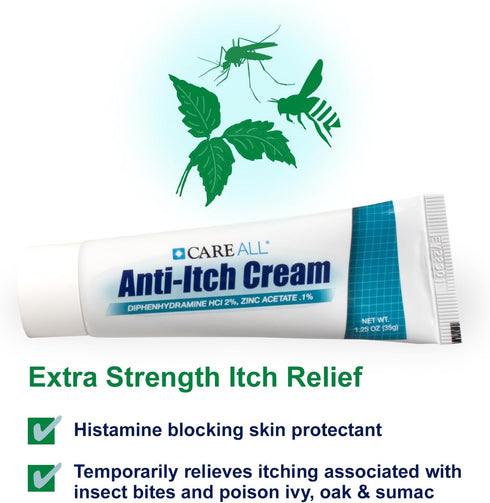 CareAll Anti-Itch Cream 1.25oz - Histamine Blocking Topical Analgesic & Skin Protectant for Itch Relief