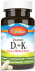 Carlson Vitamin D3 + K2, 50 mcg (2000 IU) Vitamin D3 & 90 mcg Vitamin K2, 120 Capsules