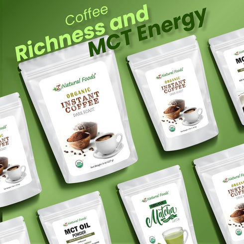Organic Instant Coffee Powder, Dark Roast Delight, Rich in Antioxidants, Gluten Free, Vegan, Non-GMO, 8 oz