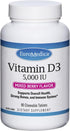 Euromedica Vitamin D3 5000 IU, 90 Chewable Tablets, Mixed Berry Flavor - Supports Strong Bones, Teeth & Immune Function