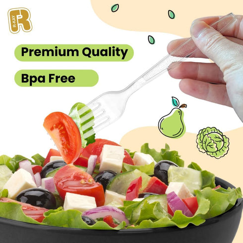 200 Count Heavy Duty Plastic Silverware Set, Clear Plastic Forks and Spoons, BPA Free for All Occasions