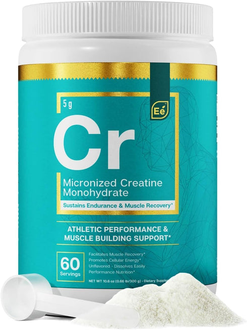 Essential Elements Monohydrate Creatine Powder - Micronized Instantized Unflavored Pure Creatine, 60 Servings