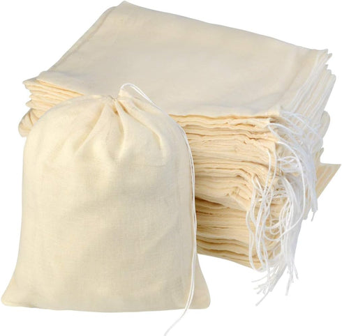 Tayfremn 100pcs Cotton Drawstring Bags, Reusable Muslin Bag Natural Cotton Bags with Drawstring