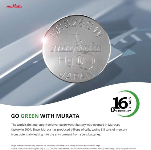 Murata 321 Battery SR616SW, 1.55V Silver Oxide Watch Button Cell, 5 Batteries