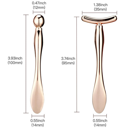 LISAPACK 2PCS Metal Eye Cream Applicator Wand Stick, Facial Massage Tool to Reduce Puffiness (Rose Gold)