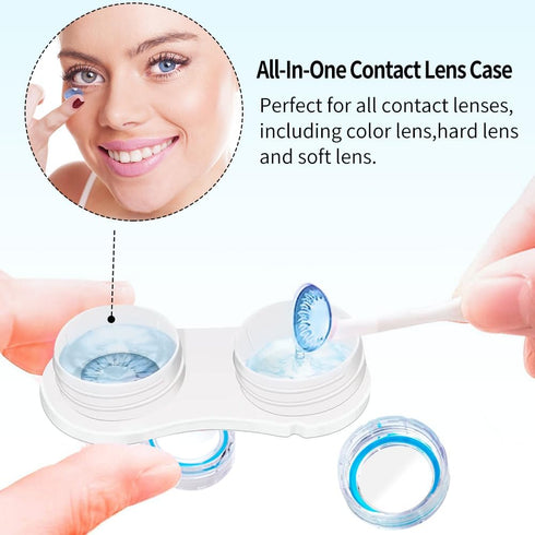 6 Pack Clear Contact Lens Case, Portable Contact Lenses Cases with Tweezers Remover Tool Solution Bottle Contacts Soak Storage Container Kit for Travel Home