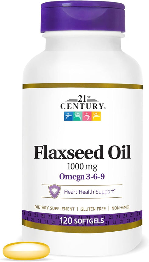 21st Century Flaxseed Oil 1000 Mg Softgels, 120 Count (22871)