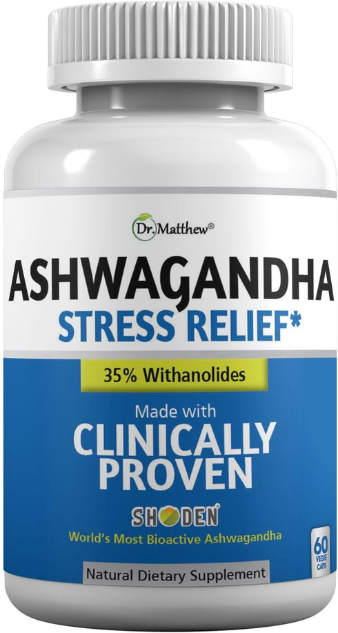 Cortisol Supplement - Stress Relief with Shoden Ashwagandha, Rhodiola & Ginseng for Cortisol Regulation & Lowering
