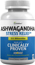 Cortisol Supplement - Stress Relief with Shoden Ashwagandha, Rhodiola & Ginseng for Cortisol Regulation & Lowering